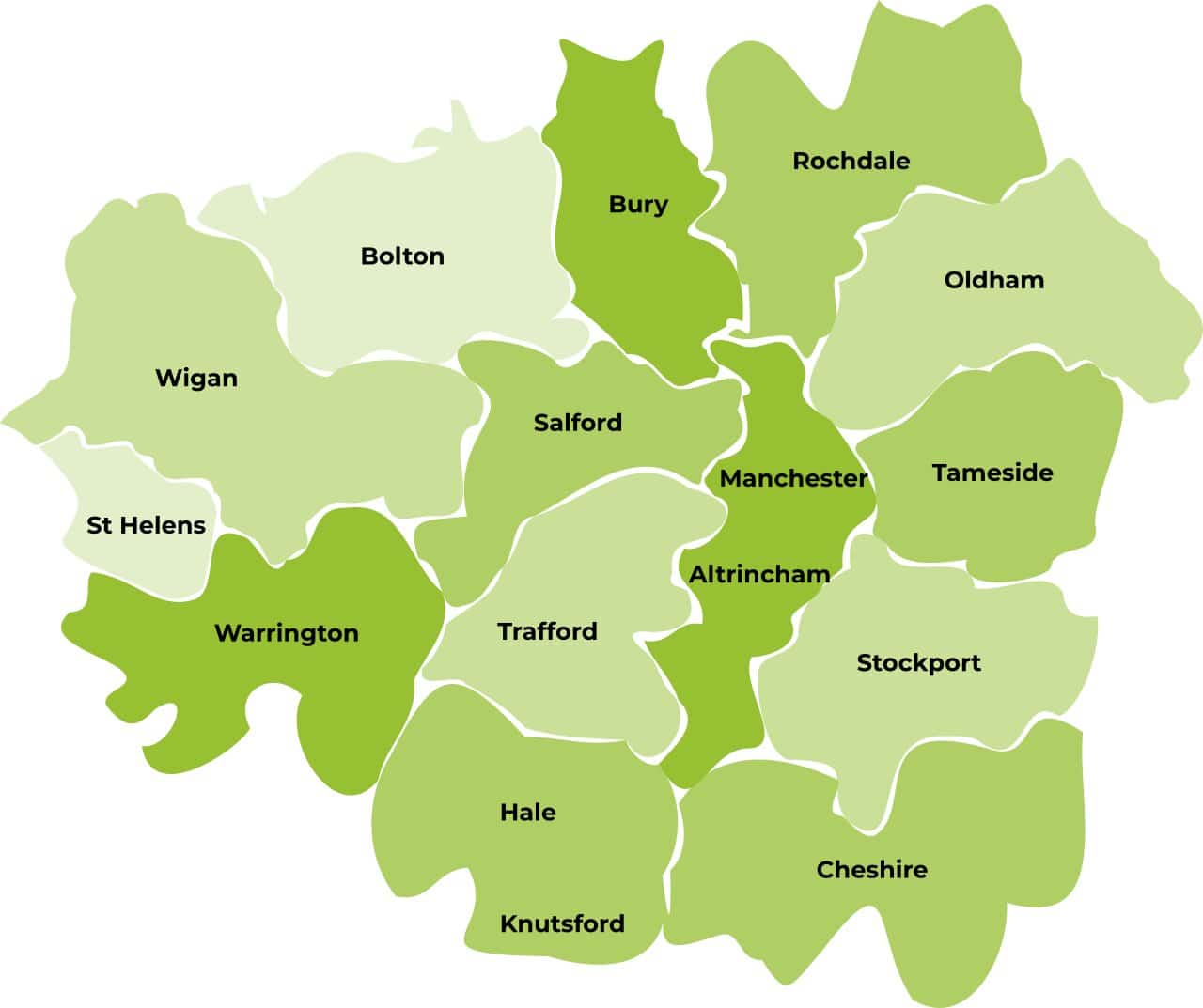 Map of Barrow Mix concrete delivery locations across Greater Manchester and the North West