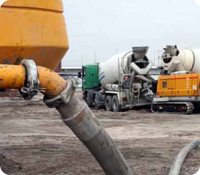 Concrete pump placing concrete accurately on site