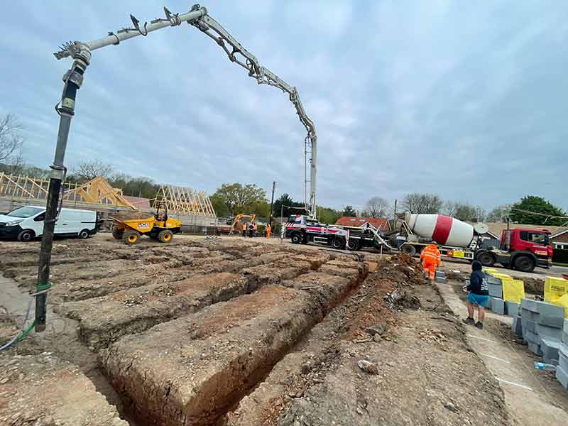 Concrete pump hire in action on a Barrow Mix site