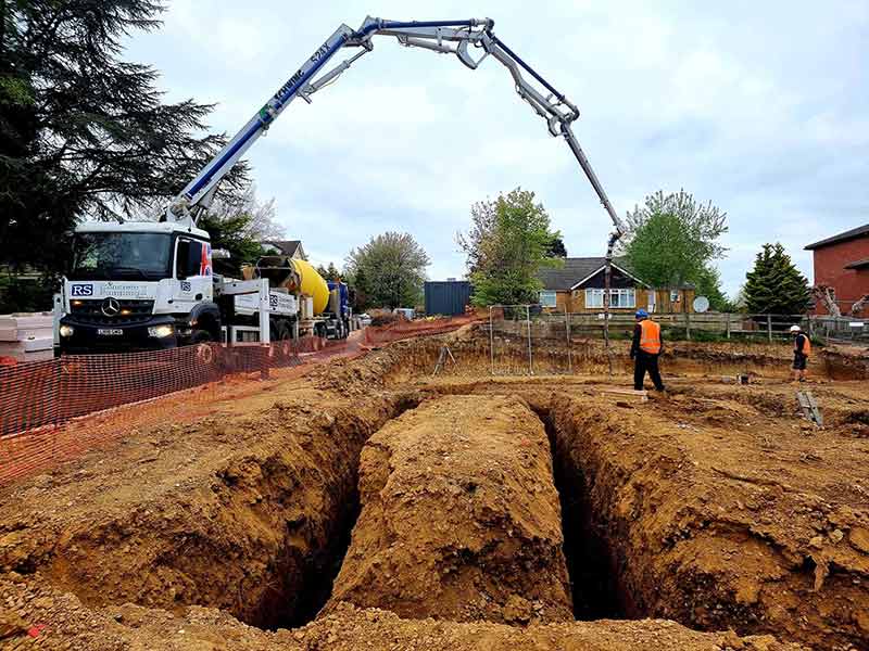 Concrete being pumped into place by Barrow Mix