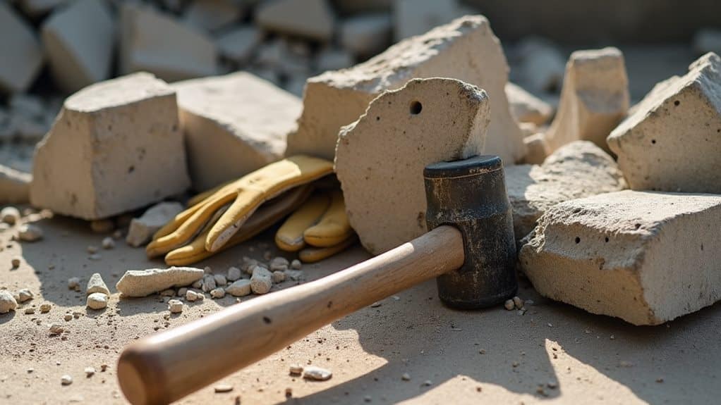 crushing concrete into smaller pieces