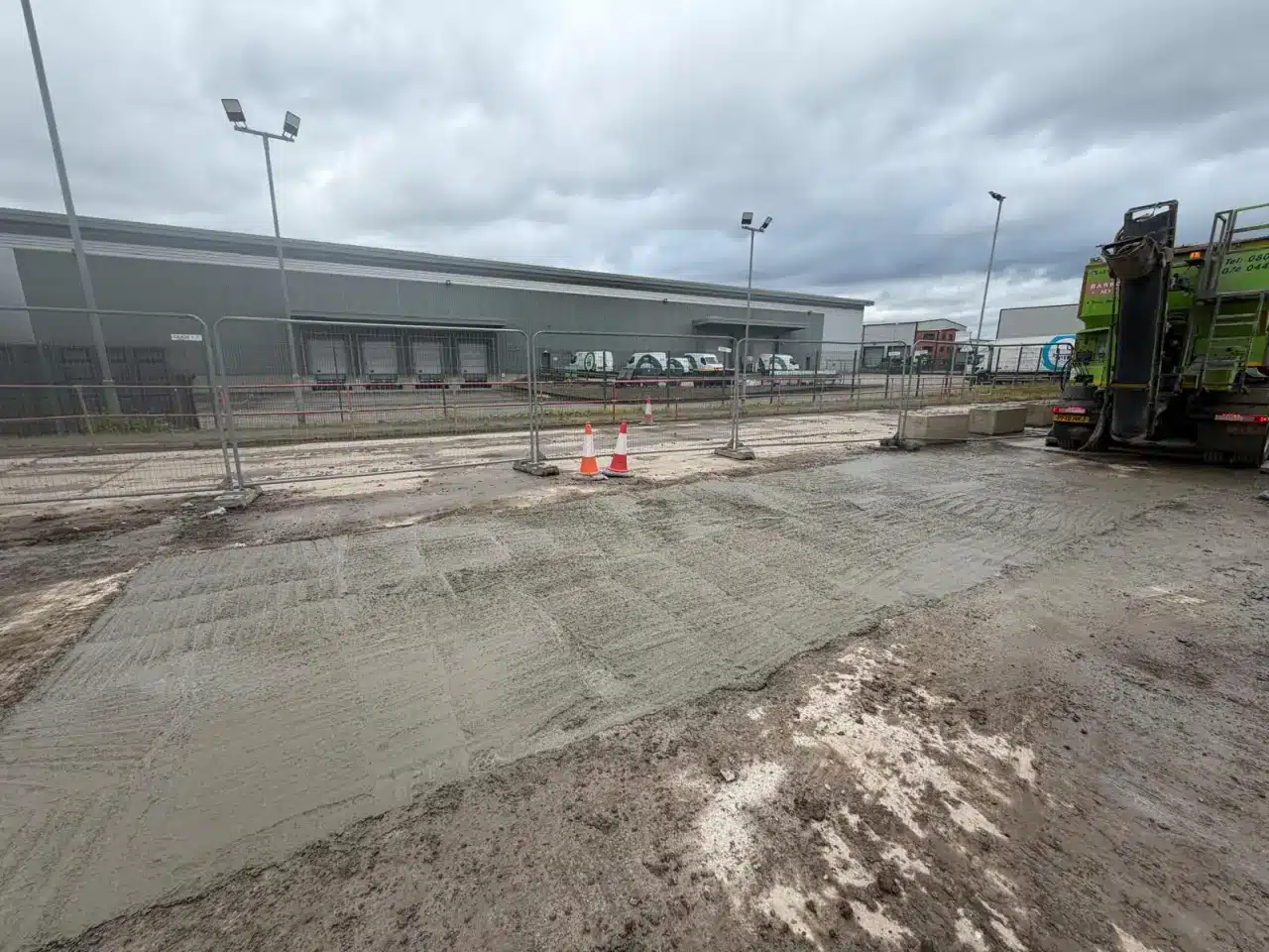The finished concrete base for the new weighbridge in Salford