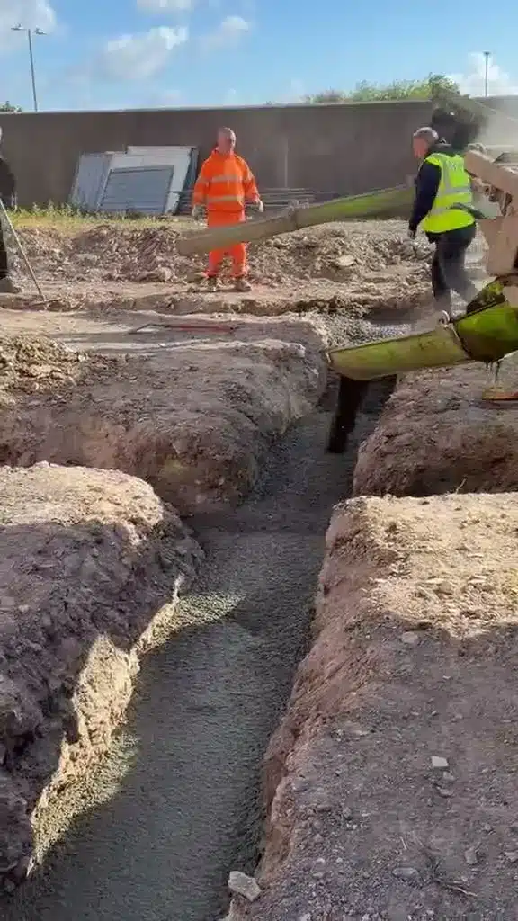 Barrow Mix pouring concrete into the foundations at the Wetherspoon site in Colwyn Bay