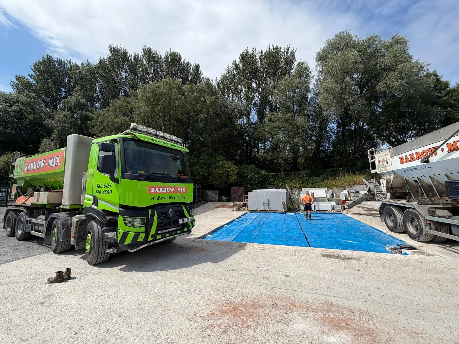 Barrow Mix delivering concrete at Michael's Marble stone yard