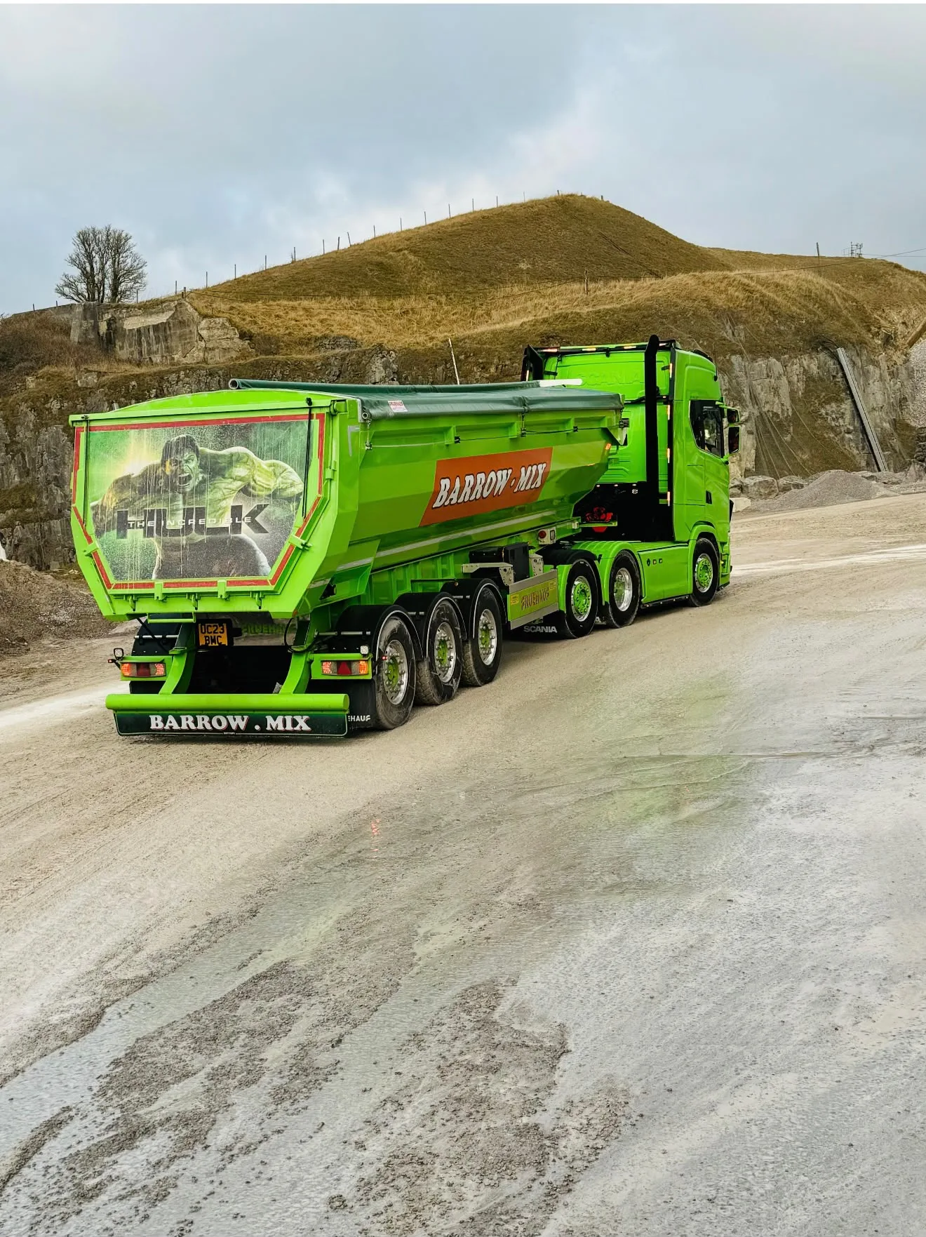 The Barrow Mix tipper loaded at a Buxton quarry - the company brings in its own stone