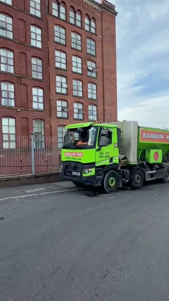 Barrow Mix wagon outside Victoria Mill pumping concrete for the basement floors