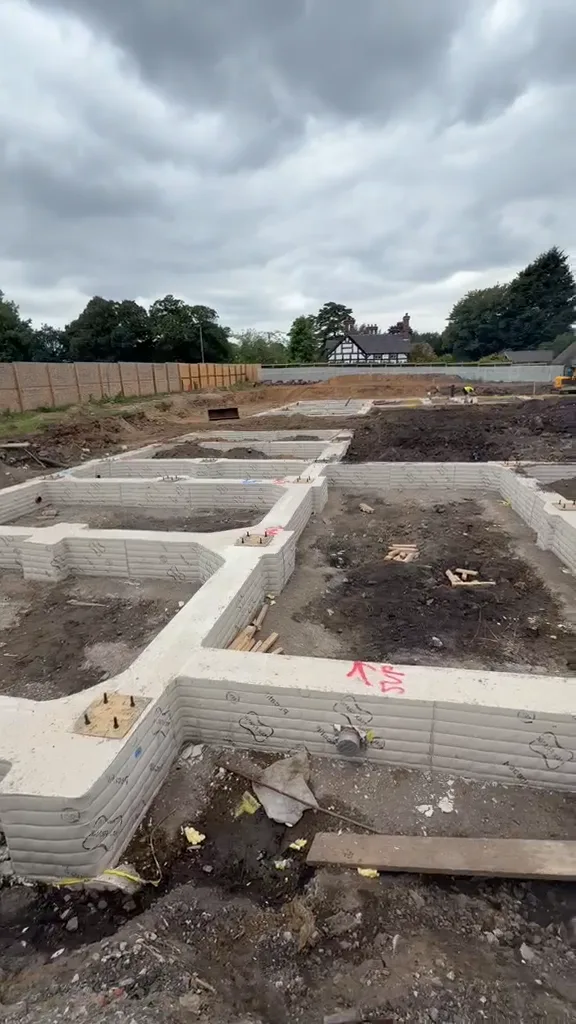 Barrow Mix pumping concrete for new housing foundations in Thelwall, Warrington