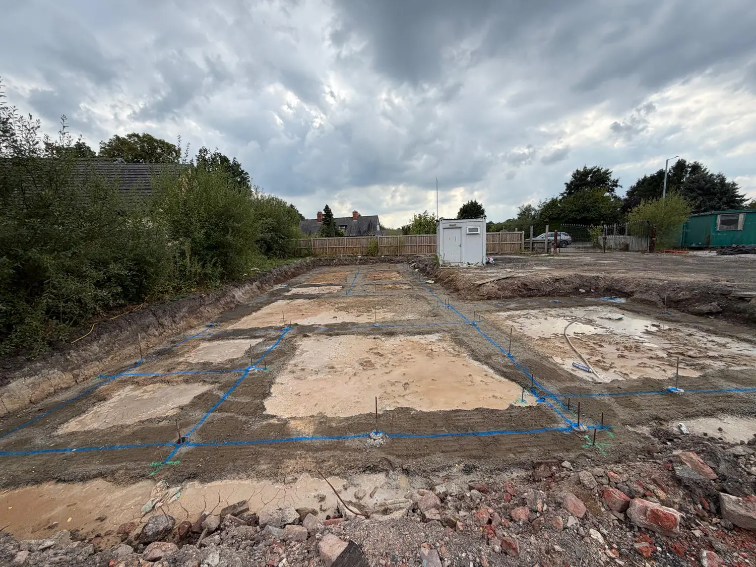 Piled new-build site in Bramhall being prepared for oversite concrete